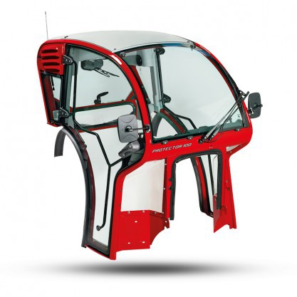 Low cab certified as rollover protection device with cat-4 pressurization for specialized compact tractor Antonio Carraro TGF