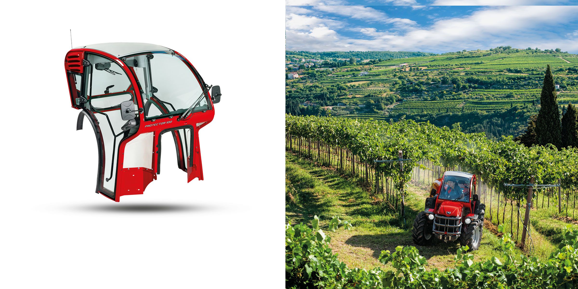 Protector, low-profile cab for Antonio Carraro TGF with cat-4 pressurization